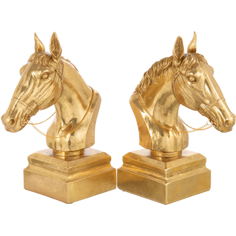 Serre livres moderne Cheval Hauteur 29 cm en Résine Doré Horson - 1