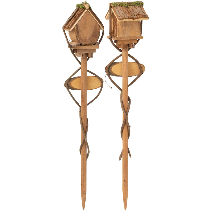 Nichoirs à oiseaux sur pied à planter Hauteur 75 cm en Bois de sapin Naturel Welcome (Lot de 2) - 2