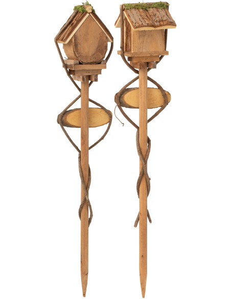 Nichoirs à oiseaux sur pied à planter Hauteur 75 cm en Bois de sapin Naturel Welcome (Lot de 2) - 2
