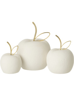 Pommes décoratives en Porcelaine Blanc sable Applina (Lot de 3 ) - 1