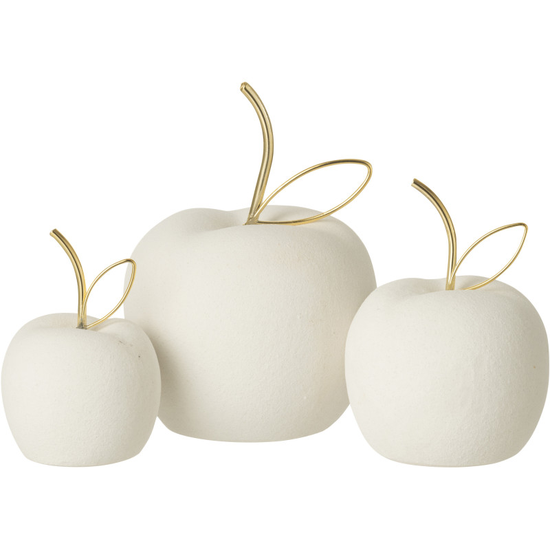 Pommes décoratives en Porcelaine Blanc sable Applina (Lot de 3 ) - 1