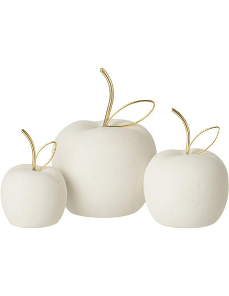 Pommes décoratives en Porcelaine Blanc sable Applina (Lot de 3 ) - 1