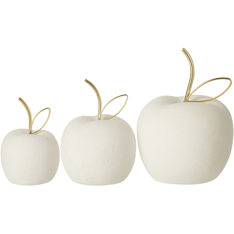 Pommes décoratives en Porcelaine Blanc sable Applina (Lot de 3 ) - 3