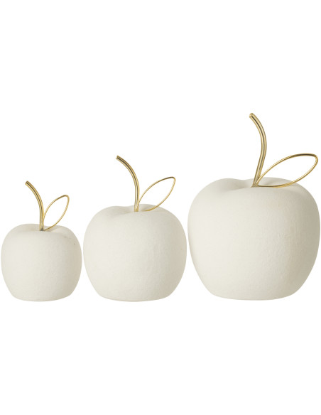 Pommes décoratives en Porcelaine Blanc sable Applina (Lot de 3 ) - 3