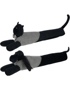 Boudin de porte original Chien & Chat chics 80 cm en Tissu Noir Blanc Motif pied de poule Tesspaw (Lot de 2) - 1