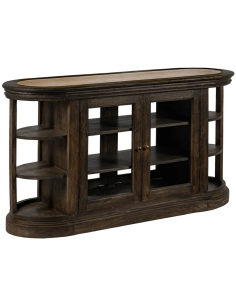 Grand Îlot de cuisine 4 portes 6 étagères en Bois de manguier Gris Marbre Beige Gata - 1