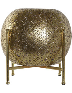 Lanterne déco sur pieds orientale à bougie 29 cm Métal Doré Motif Moucharabieh Verre Transparent Yovira - 1