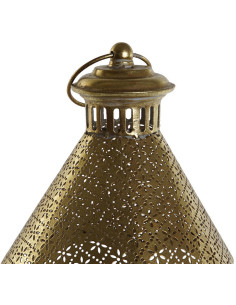 Grande Lanterne déco orientale à bougie Hauteur 48 cm Métal Doré Motif Moucharabieh Verre Transparent Venira - 1 2