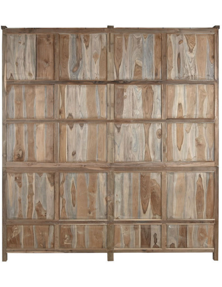 Grand Buffet Vitrine rustique Haut 4 portes 3 tiroirs en Bois de teck recyclé Marron Verre Transparent Grylo - 3