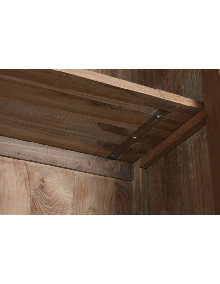 Grand Buffet Vitrine rustique Haut 4 portes 3 tiroirs en Bois de teck recyclé Marron Verre Transparent Grylo - 5