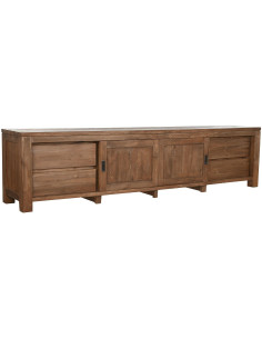 Grand Meuble télé vintage 2 portes 4 tiroirs en Bois de teck recyclé Marron Grylo - 1