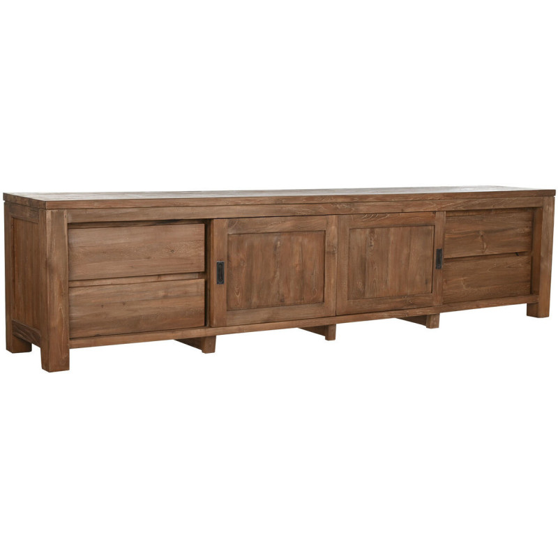 Grand Meuble télé vintage 2 portes 4 tiroirs en Bois de teck recyclé Marron Grylo - 1