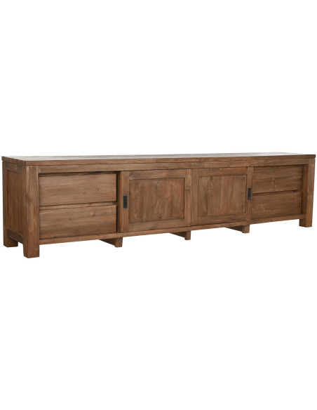 Grand Meuble télé vintage 2 portes 4 tiroirs en Bois de teck recyclé Marron Grylo - 1