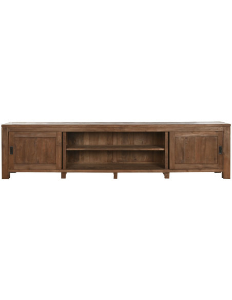 Grand Meuble télé vintage 2 portes 4 tiroirs en Bois de teck recyclé Marron Grylo - 3
