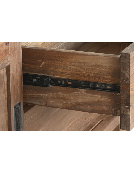 Grand Meuble télé vintage 2 portes 4 tiroirs en Bois de teck recyclé Marron Grylo - 5