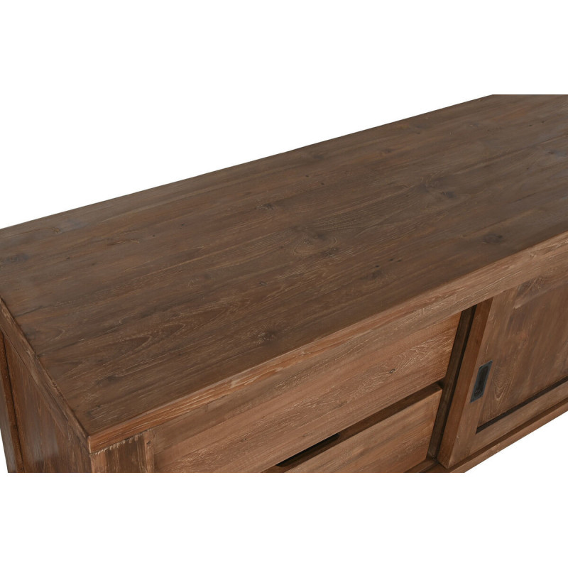 Grand Meuble télé vintage 2 portes 4 tiroirs en Bois de teck recyclé Marron Grylo - 7