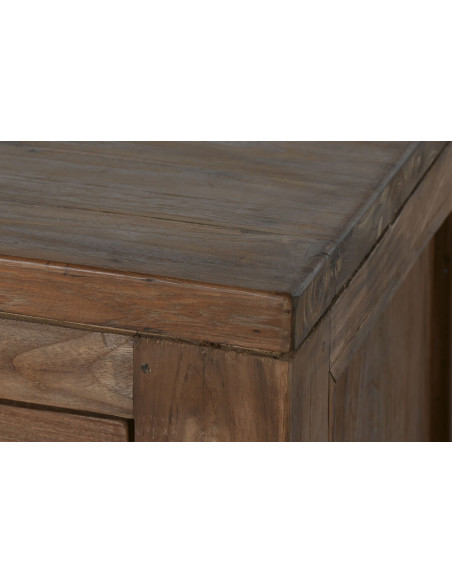 Grand Meuble télé vintage 2 portes 4 tiroirs en Bois de teck recyclé Marron Grylo - 8