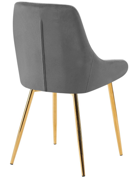 Chaise moderne en Velours Gris foncé Métal Doré Jorvila - 2