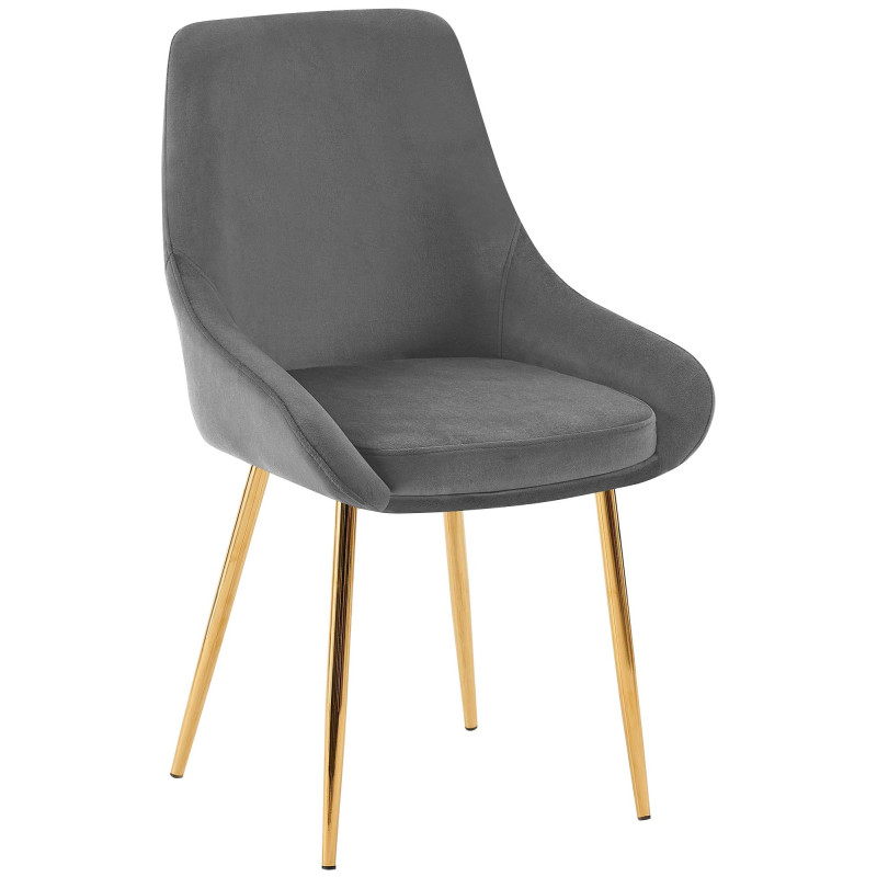 Chaise moderne en Velours Gris foncé Métal Doré Jorvila - 1