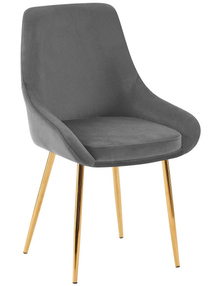 Chaise moderne en Velours Gris foncé Métal Doré Jorvila - 1