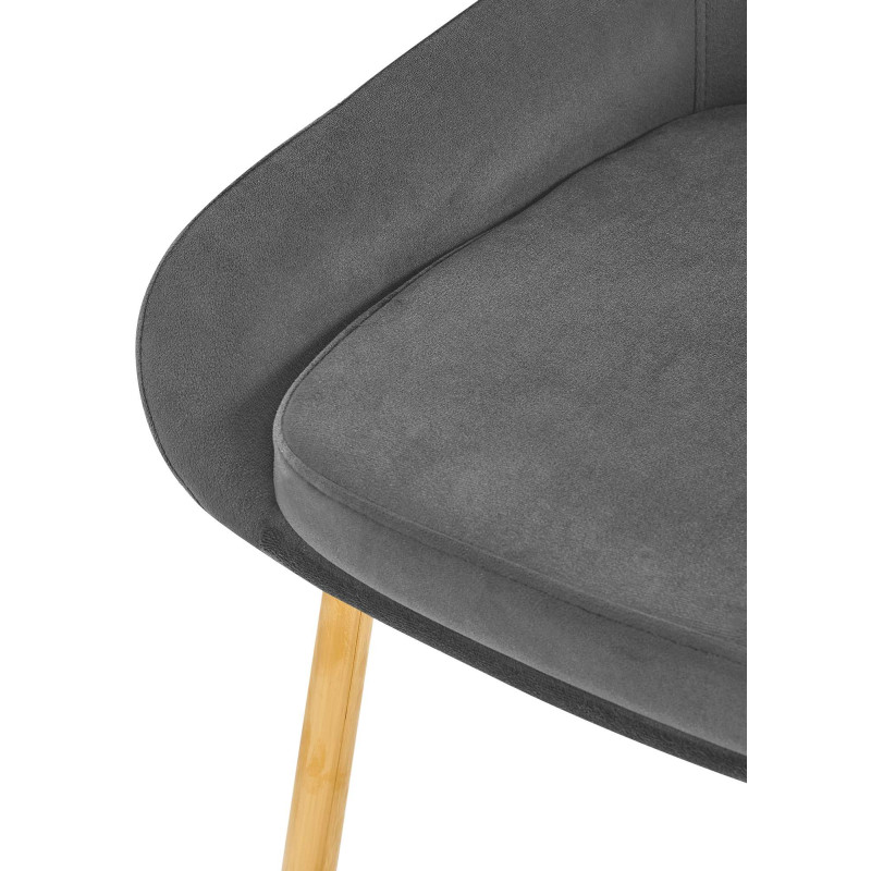 Chaise moderne en Velours Gris foncé Métal Doré Jorvila - 4