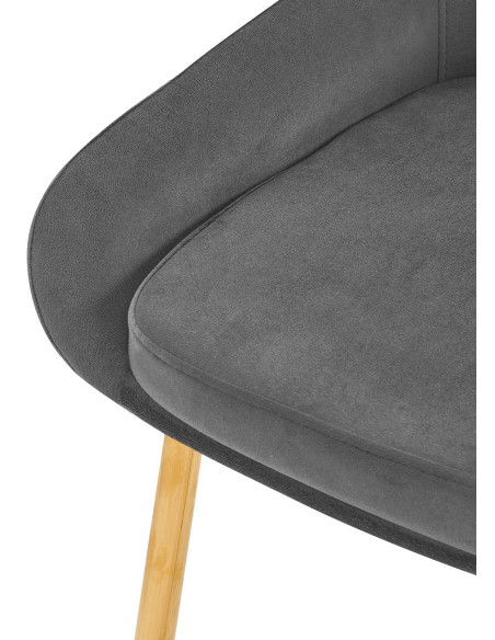 Chaise moderne en Velours Gris foncé Métal Doré Jorvila - 4
