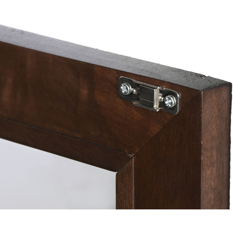 Grand Buffet moderne chic Bas 4 portes Bois de manguier Marron Marbre Beige Travertin Verre Transparent Mariso - 8