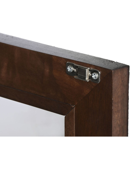 Grand Buffet moderne chic Bas 4 portes Bois de manguier Marron Marbre Beige Travertin Verre Transparent Mariso - 8