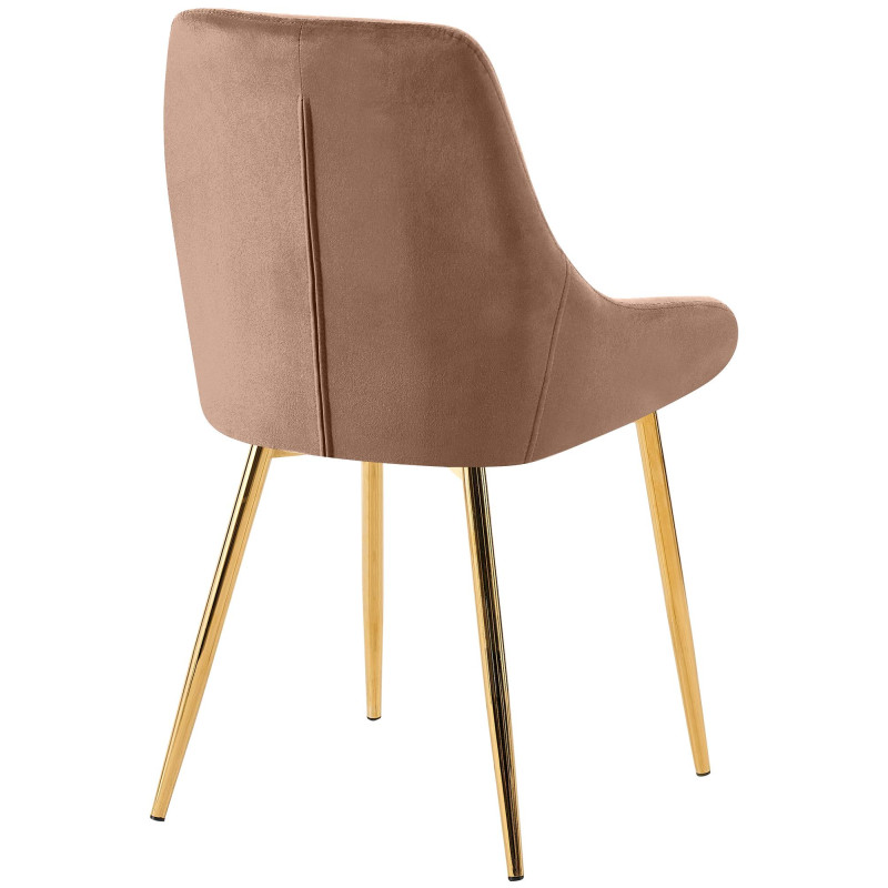 Chaise moderne en Velours Marron Métal Doré Jorvila - 2