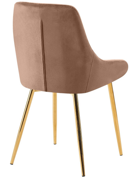 Chaise moderne en Velours Marron Métal Doré Jorvila - 2