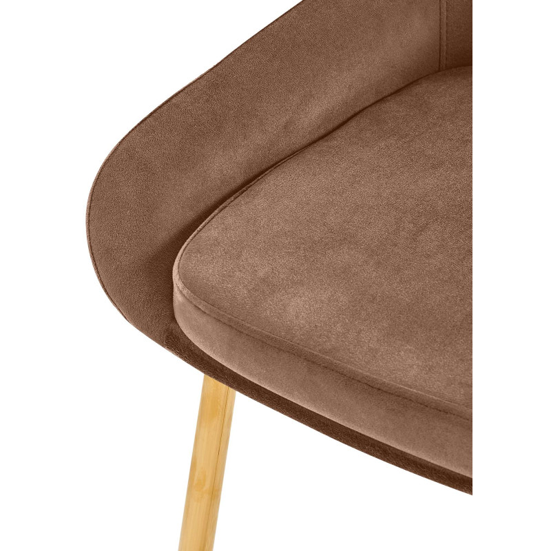Chaise moderne en Velours Marron Métal Doré Jorvila - 3