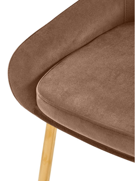 Chaise moderne en Velours Marron Métal Doré Jorvila - 3