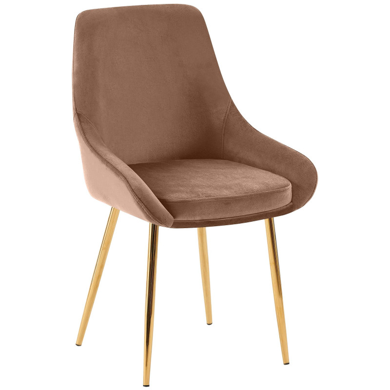 Chaise moderne en Velours Marron Métal Doré Jorvila - 1