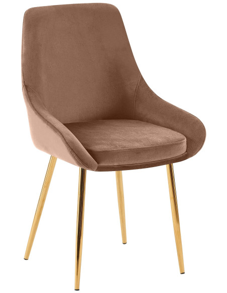 Chaise moderne en Velours Marron Métal Doré Jorvila - 1