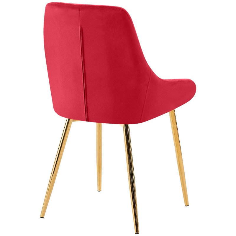 Chaise moderne en Velours Rouge Métal Doré Jorvila - 2