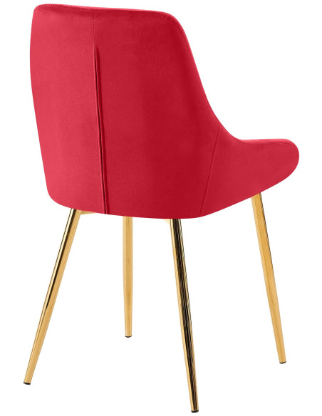 Chaise moderne en Velours Rouge Métal Doré Jorvila - 2