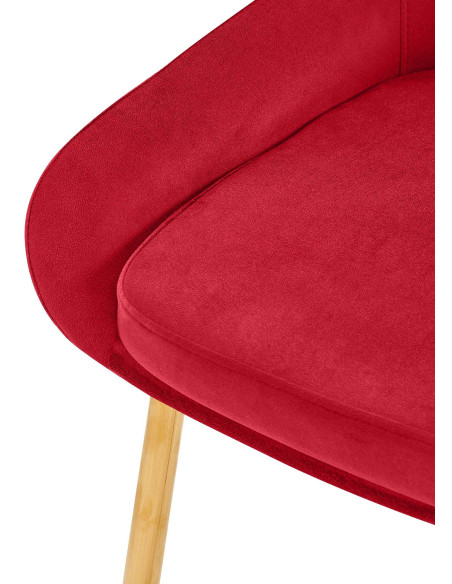 Chaise moderne en Velours Rouge Métal Doré Jorvila - 3