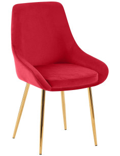Chaise moderne en Velours Rouge Métal Doré Jorvila - 1
