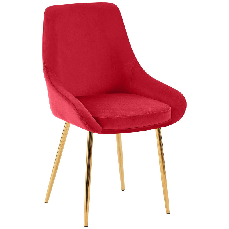 Chaise moderne en Velours Rouge Métal Doré Jorvila - 1