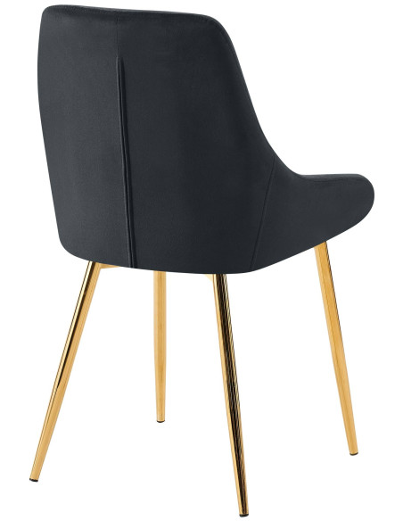 Chaise moderne en Velours Noir Métal Doré Jorvila - 2