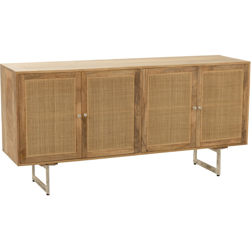 Buffet bas 4 portes Weaving en Bois de manguier Naturel Rotin - 1