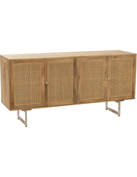 Buffet bas 4 portes Weaving en Bois de manguier Naturel Rotin - 1