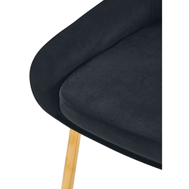 Chaise moderne en Velours Noir Métal Doré Jorvila - 3