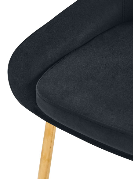 Chaise moderne en Velours Noir Métal Doré Jorvila - 3