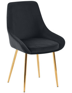 Chaise moderne en Velours Noir Métal Doré Jorvila - 1
