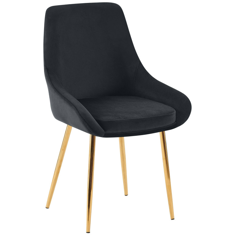 Chaise moderne en Velours Noir Métal Doré Jorvila - 1