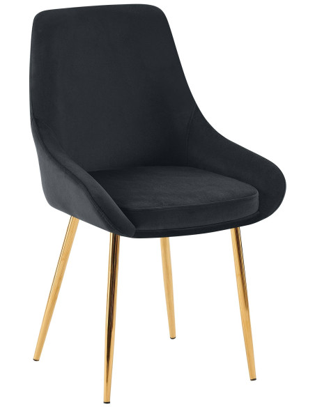 Chaise moderne en Velours Noir Métal Doré Jorvila - 1