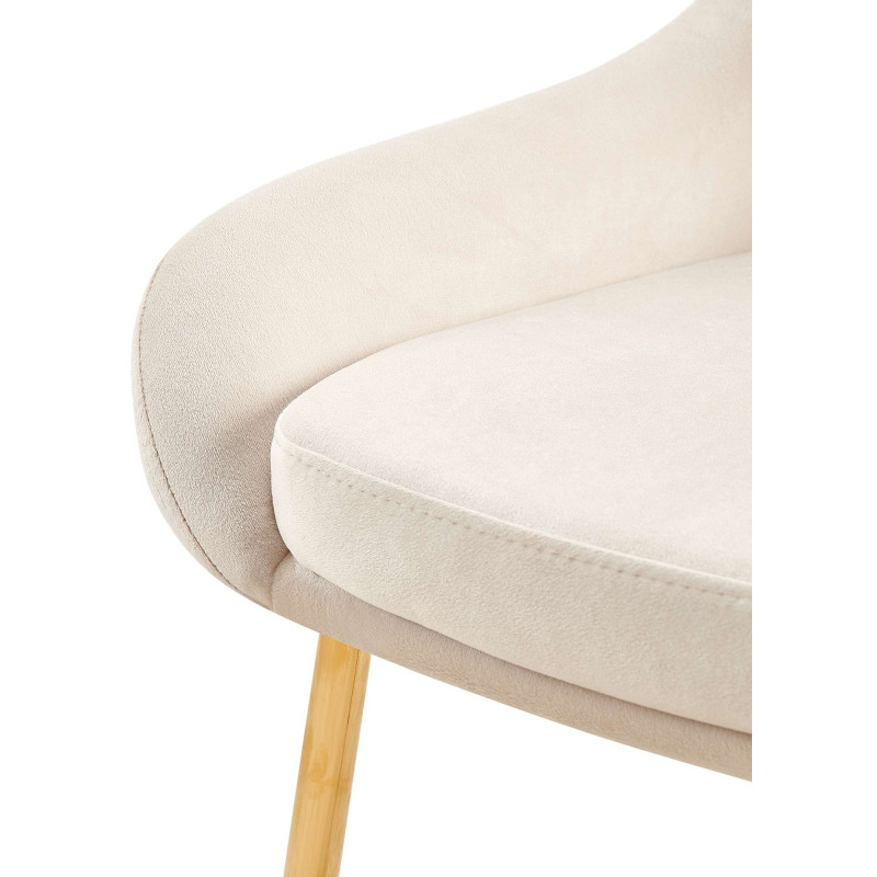 Chaise moderne en Velours Blanc crème Métal Doré Jorvila - 3