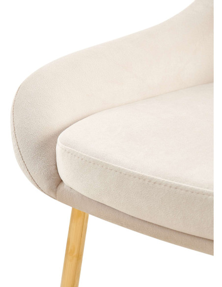 Chaise moderne en Velours Blanc crème Métal Doré Jorvila - 3