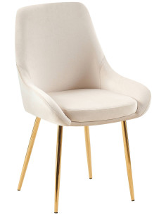 Chaise moderne en Velours Blanc crème Métal Doré Jorvila - 1
